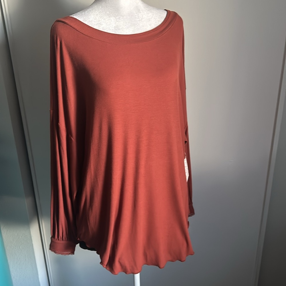 Free People New Cowboy Oversized Open Twist-Back Ribbed Long Sleeve Tunic Top - Picture 14 of 14